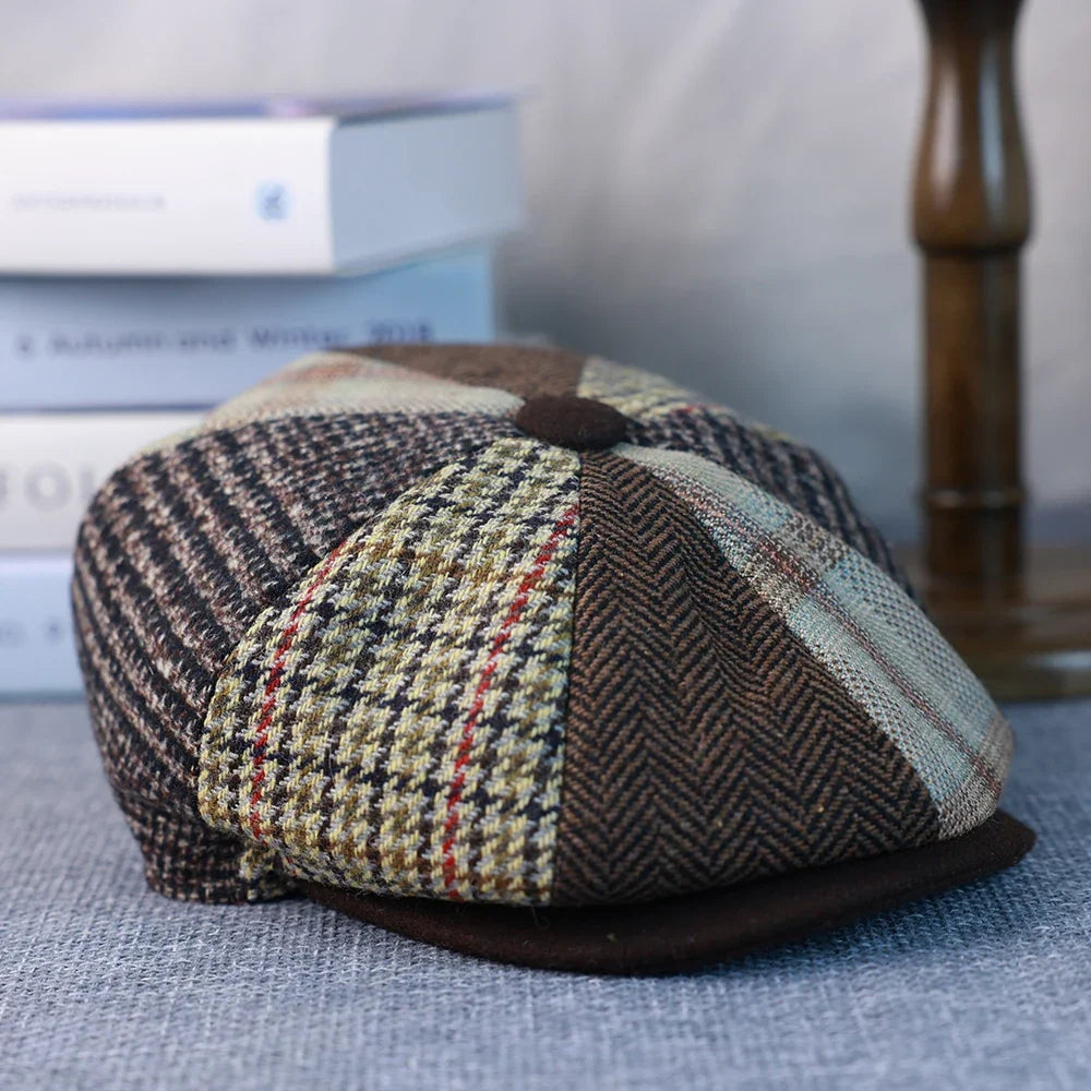 Spring Autumn Winter Men Classic Splicing Octagonal Hats Retro British Newsboy Cap Gatsby Woman Men Beret Caps  005