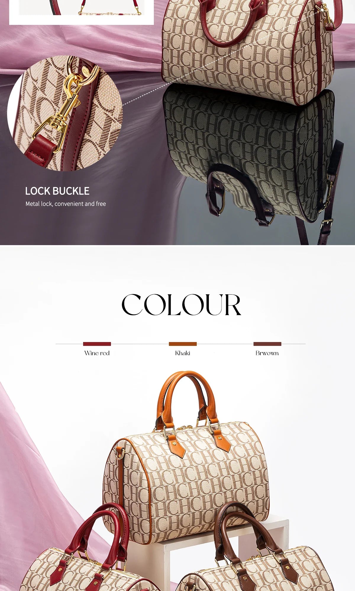 Autumn and Winter New Retro Classic Style Fashion Women's Handbag Letter Printing Design Large Capacity Women's Shoulder Bag