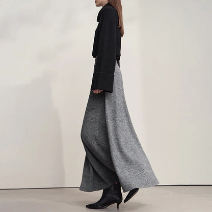 Knitted Skirts For Women 2025 Spring New Gentle A-line Long Skirt Loose Solid Color Elegant Versatile Woman Clothes12553045