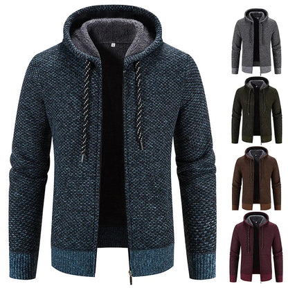 Male Knitted Casual Jackets with Hood Men's Sweater Coat Y2K Hoodies Korean Streetwear Baseball Jumpers Jersey Top Clothing