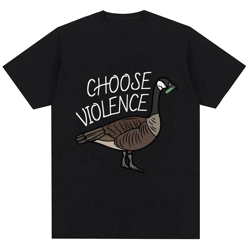 I Choose Violence T Shirt Funny Duck Humor Slogan Short Sleeve T-shirts Men Women 100% Cotton Loose Oversized T-shirt Streetwear