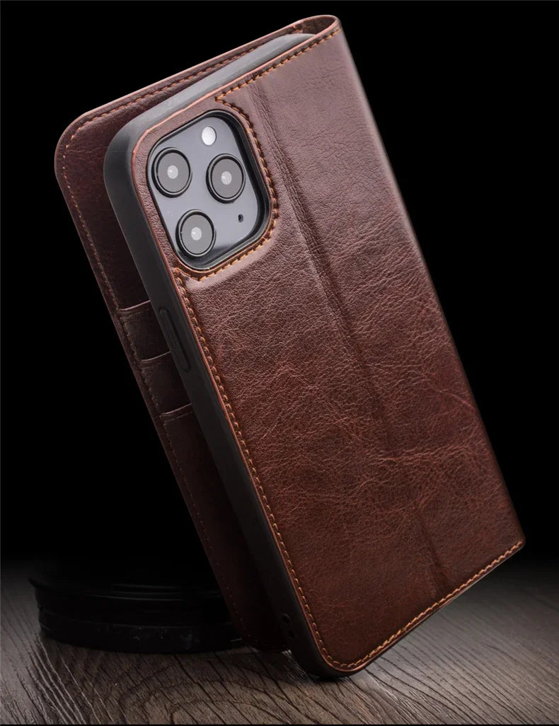 Luxury Thin Case for iPhone15 14 13 12 11 Pro Max Mini Genuine Leather Fashion Cover for XR XS Max 7 8 14 Plus Card Slot