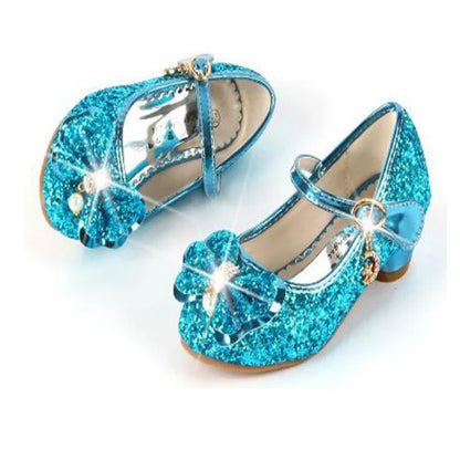 2026 Spring New Children's Shoes  Princess Shoes Girl's Fashion Sandals Crystal Princess Shoes Blue Pink Silver