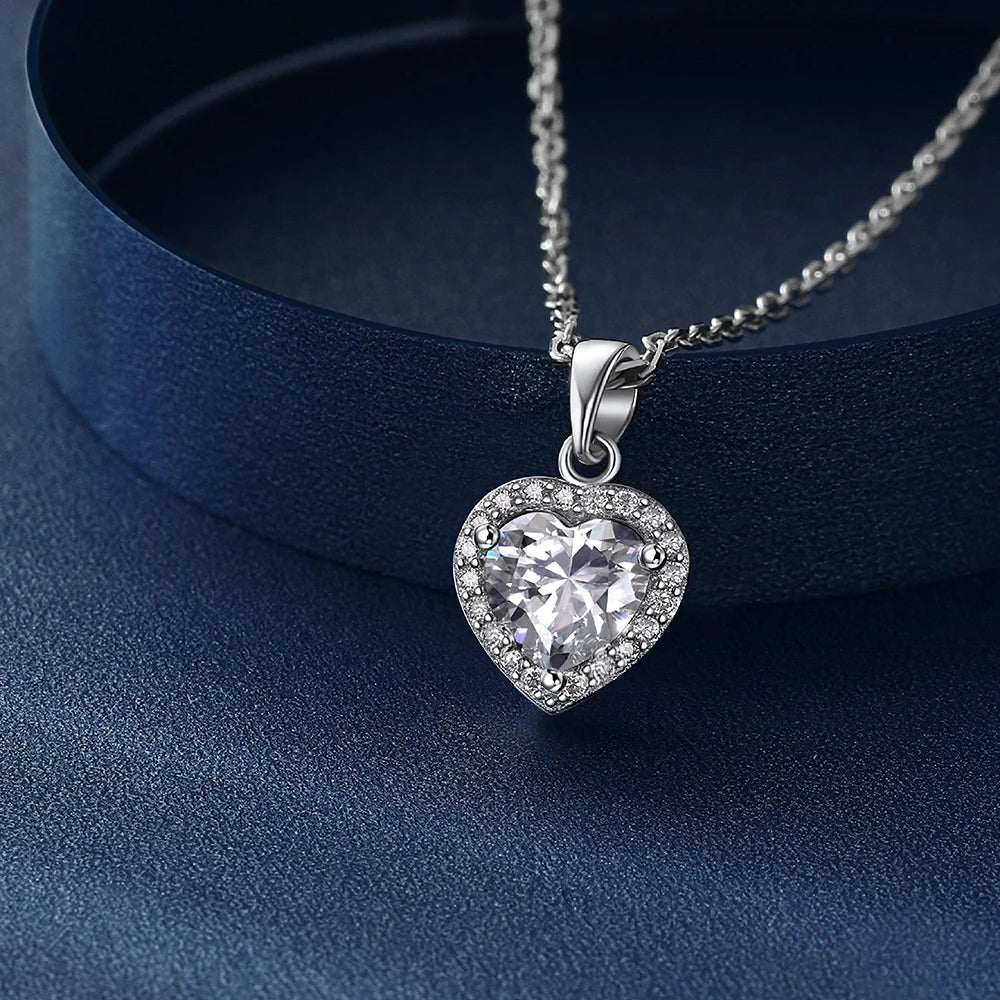 1CT Heart Cut Moissanite Necklace for Women Dainty 18k Gold Plated 925 Sterling Silver Neck Chain Pendant with GRA Certificate