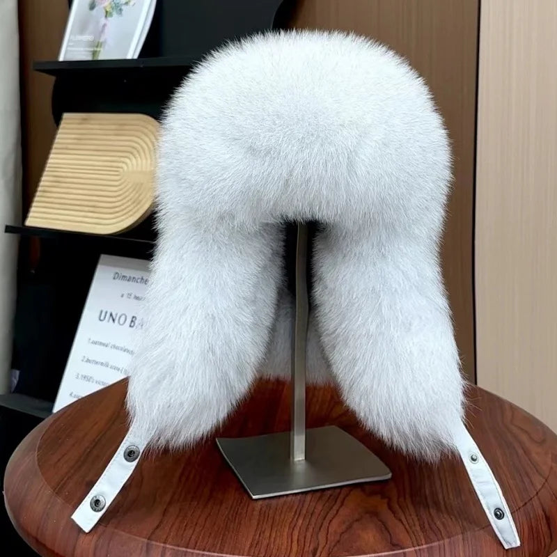 100% genuine fox fur ear-protecting hat Men real raccoon fur bomber hat Women winter warm fur real sheep leather snow hat