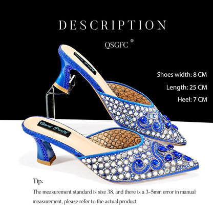 2025 INS FANTATIC BLUE Rhinestone-encrusted Sex Ladies Shoes / MATCHING  SPARKING MINI BAG (SPECIAL COLLECTION)
