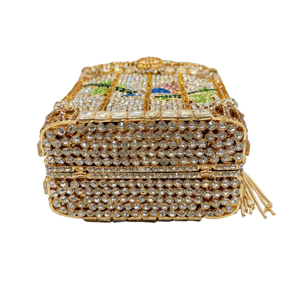 New Arrived Birdcage Gilded Rhinestone Clutch Luxury Diamond Bag Party Stone Purse Crystal Evening Bag Women Handbag