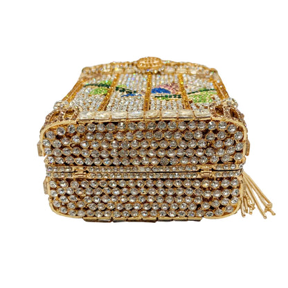 New Arrived Birdcage Gilded Rhinestone Clutch Luxury Diamond Bag Party Stone Purse Crystal Evening Bag Women Handbag