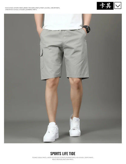 Summer new men's work shorts pocket zip trend versatile casual trousers five work trousers