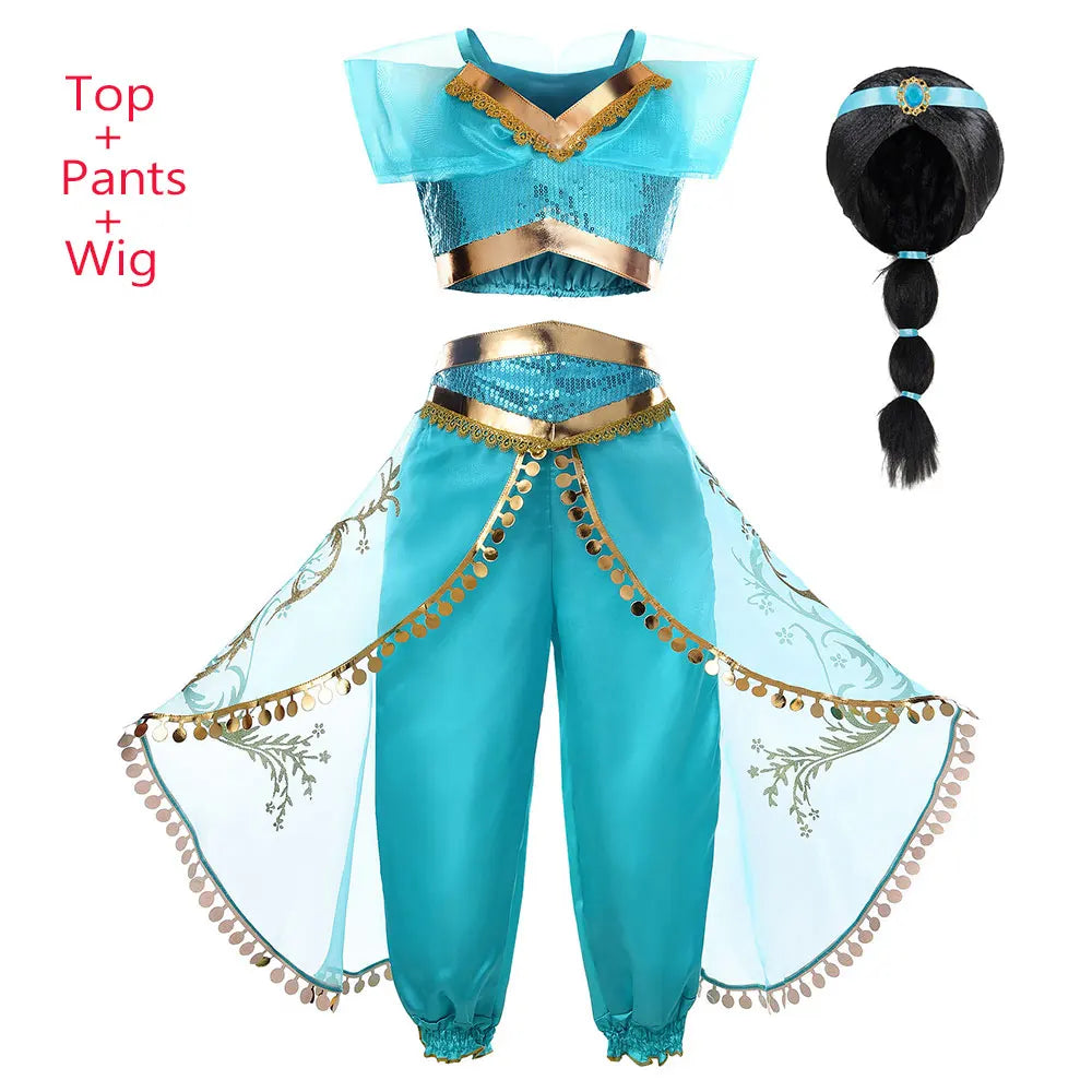 2026 Venice Carnival Rio Canaval Costume Play Jasmine Princess Dress up Girls Birthday Party Fancy Aladdin Role Playing Apparel