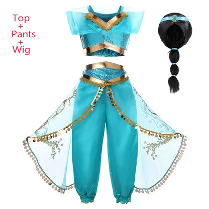 2026 Venice Carnival Rio Canaval Costume Play Jasmine Princess Dress up Girls Birthday Party Fancy Aladdin Role Playing Apparel