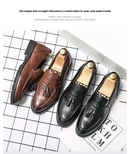 Tassel vamp loafers all match youth suit beamers men Korean version of British men's shoes best man shoes fashion