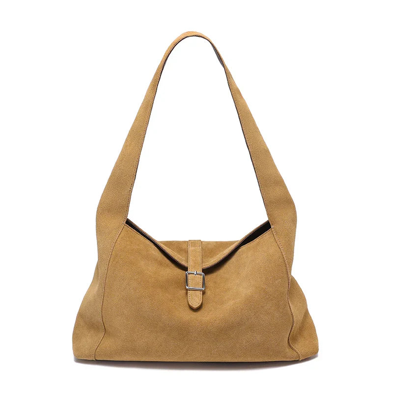 New Winter Women's Natural Suede Leather Bags Female Soft Cowhide Durable Crossbody Shoulder Bag Ladies Fashion Commute Handbags