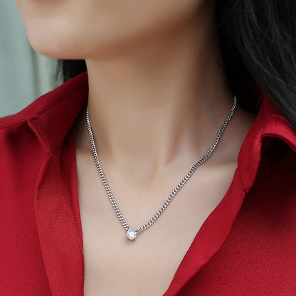 100% 925 Silver Cuban Chain Necklace 1CT 2CT 3CT Moissanite Pendant Necklaces for Women Men Plated 18k Gold Jewelry with GRA