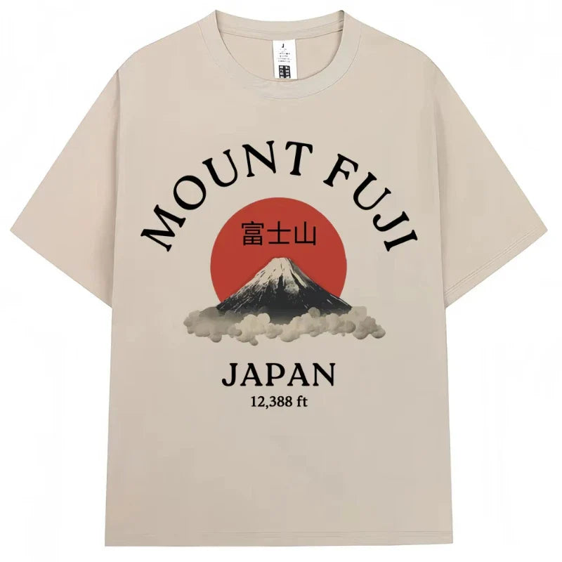 Japanese Style Hokkaido Wave Vintage T-shirt Men Women Harajuku Fashion High Quality T Shirts Oversized Cotton Summer Tee Shirt