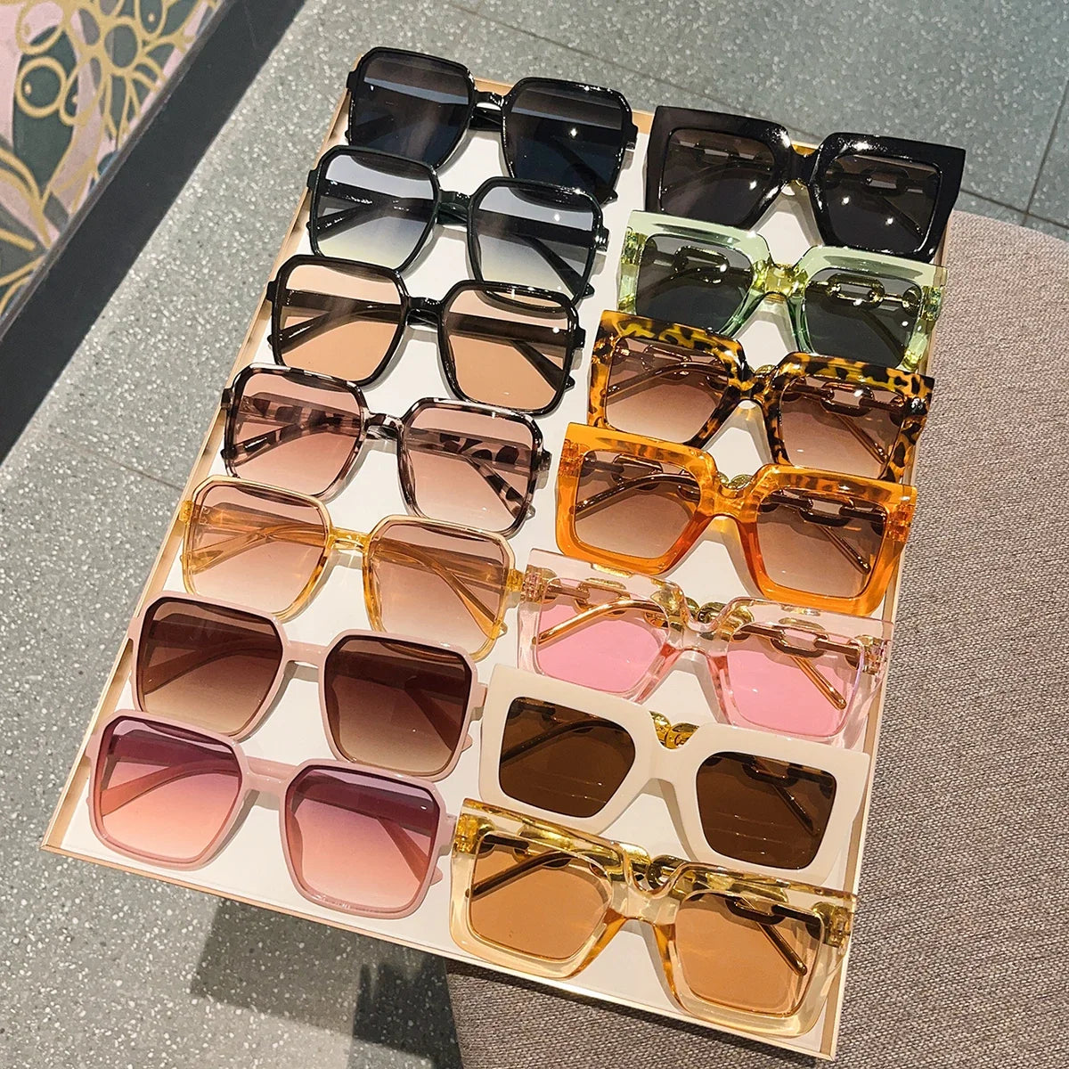 14Pcs Women's European and American Classic Popular Square Frame Versatile Street Style Party Beach Elegant Set Glasses
