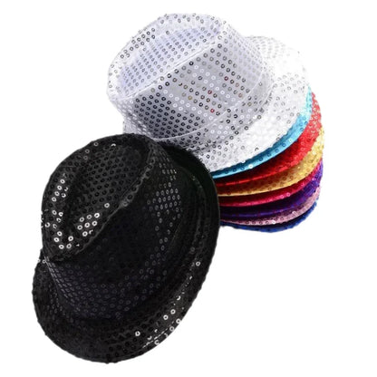 British Top Jazz Hat Bucket Hat Men Women Stage Performance Sequin Hat Shining Christmas Fedoras Party Parent  Hat Hollween