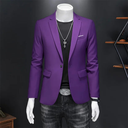 Plus Size 6XL-M Fashion Mens Solid Color Suit Jacket High Quality Business Slim Fit Casual Blazers Formal Social Wedding Tuxedo