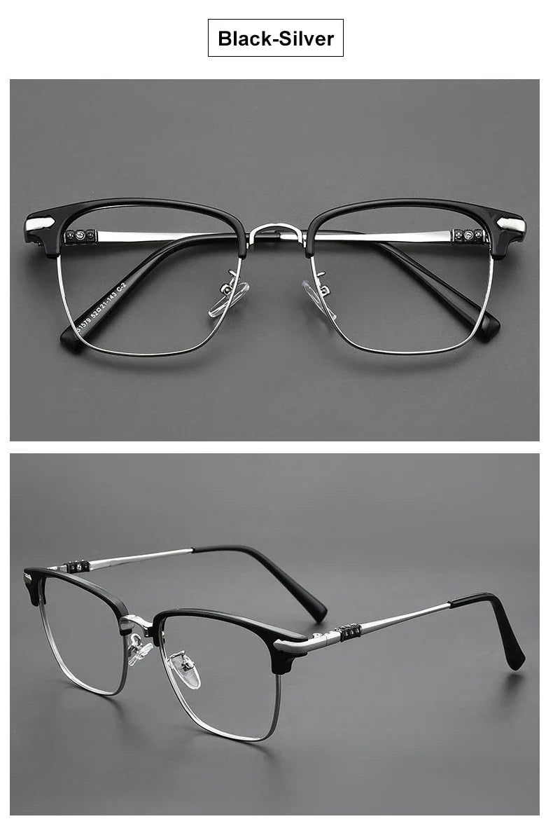 Classic Men's Square Frames Personalized Business Blue Light Blocking Can Be Customized Reading Glasses Myopic K002