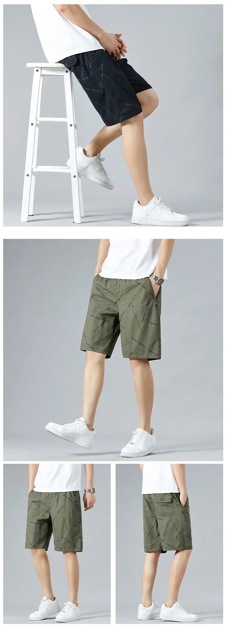 Men's Elastic Waist Sweat Shorts Relaxed Fit Mens Cargo Shorts Casual Gym Shorts Drawstring Cotton Shorts