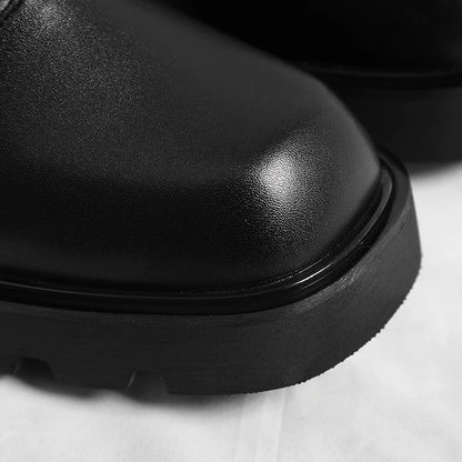 Trendy gentleman men's casual thick soled leather shoes Minimalist and versatile style Fashion Party Office Elevated Shoes