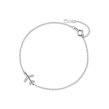 Fashion 925 Sterling Sliver Luminous CZ Cute Mini Airplane Bracelet for Women Link Chain Korea Style Fine Jewelry Bijoux