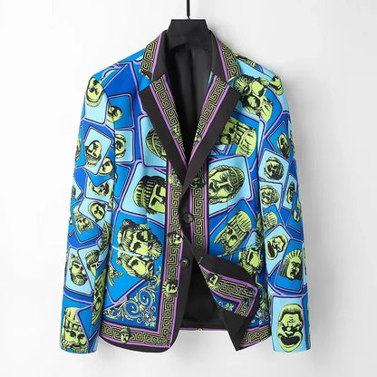 Mens Blazer Jacket Luxury Suit Floral Jacket Classic Peak Lapel Coat for Wedding Party Prom Costume Homme