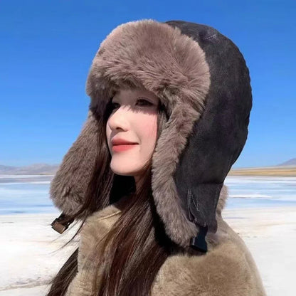 Bomber Hat High Quality Waterproof PU Leather Russian Hat Men Women Thick Warm Winter Fur Hat Male Female Ski Earflap Cap