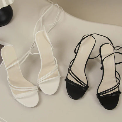 Fashion Rome Sexy High Heels Sandals Women Cross Tied-Lace Up Shoes Summer 2024 Open Toe Dress Slippers Femme Pumps Sandals