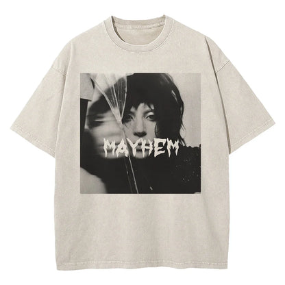 Vintage Washed Lady Gaga The Mayhem Ball Tour 2025 T Shirt Fashion Men/Women Aesthetic High Quality Acid Wash 100% Cotton Tees