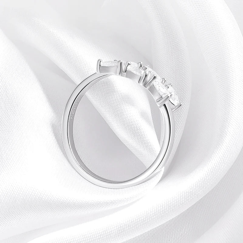 Water Drop Certified Moissanite Ring for Women Lab Diamond Promise Band Pure S925 Silver Female Crown Single Tail Rings