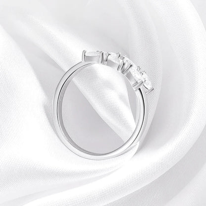 Water Drop Certified Moissanite Ring for Women Lab Diamond Promise Band Pure S925 Silver Female Crown Single Tail Rings