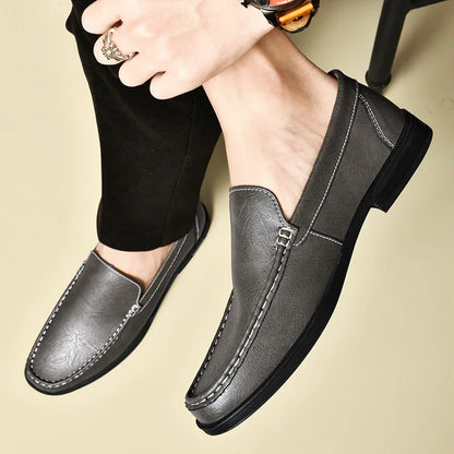 Leather Men Footwear Slip on Office Man Formal Shoes Wedding Party Men Dress Shoes Breath Driving Lazy Loafers Moccasins