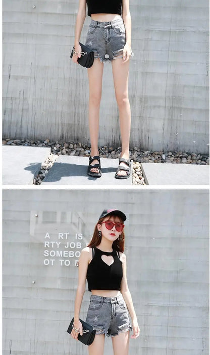 Women's Shorts Punk Ripped Baggy Short Pants for Woman To Wear Mini Loose Jeans Denim Korean Style XL Streetwear Clothing Cheap