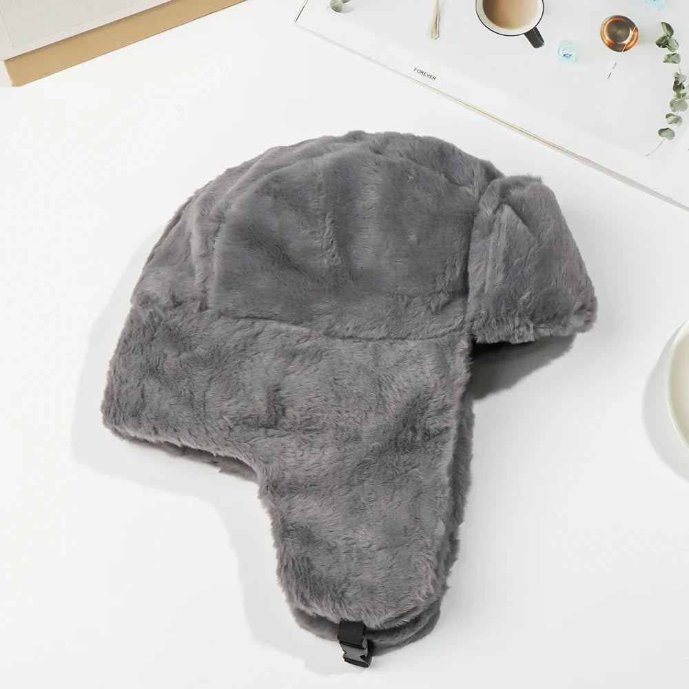 Women Men Thick Plush Windproof Winter Hat Russian Ushanka Snow Caps Bomber Hat