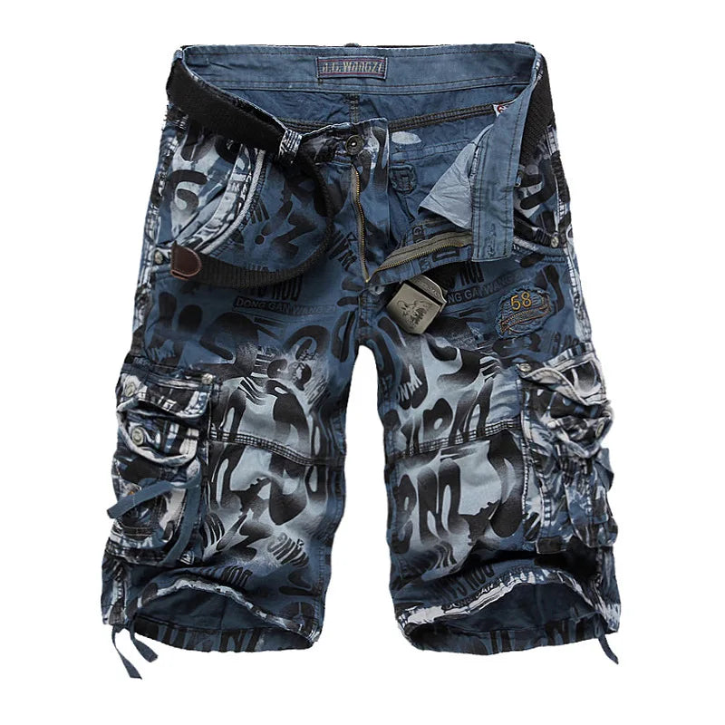 Summer Camouflage Men's Cargo Shorts Pure Cotton Half Pants Multi-pocket Casual Shorts Men Clothing Beach Shors 38-42 A2F2292