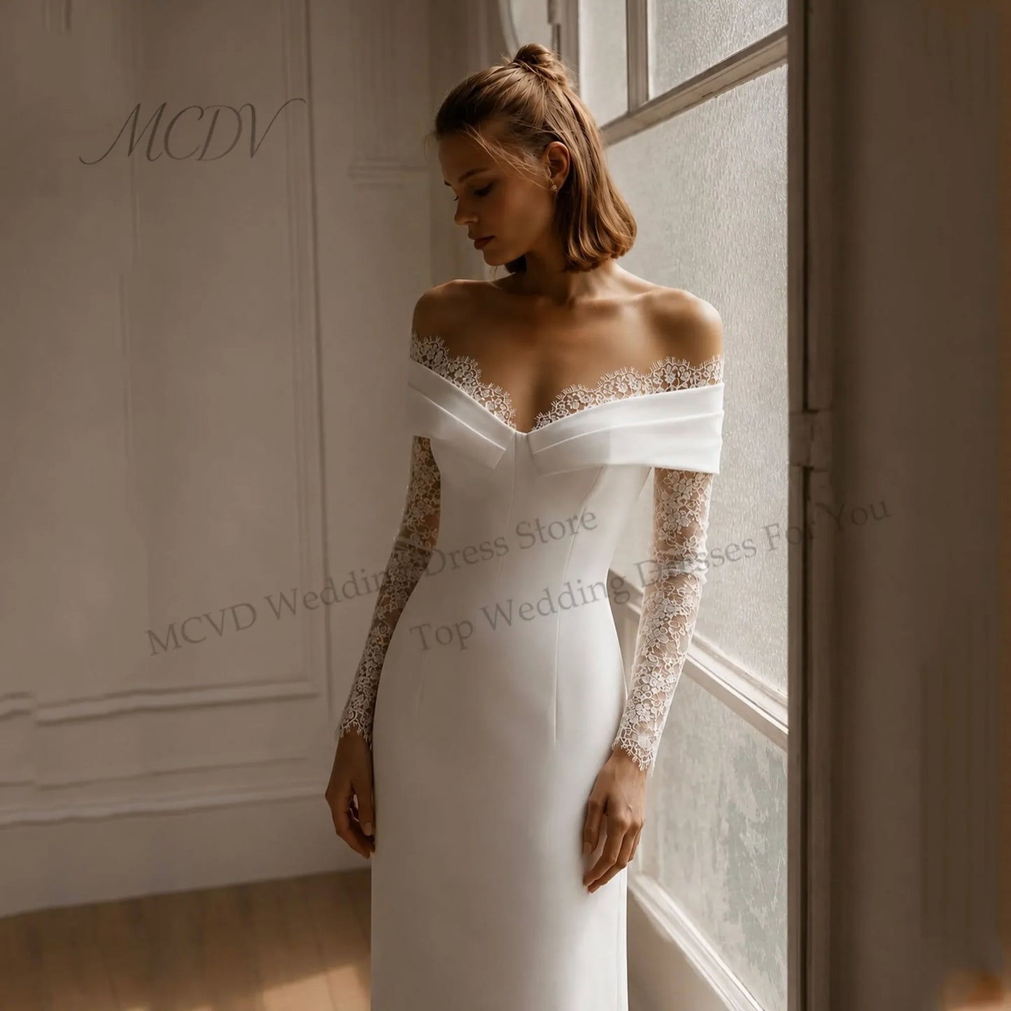 Classic Wedding Dresses Sweetheart Long Sleeve Lace Mermaid Off Shoulder Bridal Gown Elegant Vestido De Novia 2026 Customized