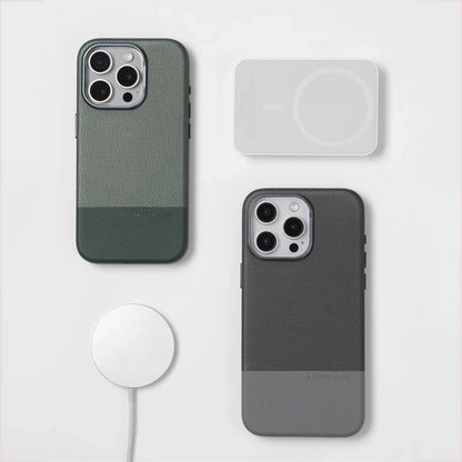 Luxury Business Hit Color Relief Leather Magnetic Case For iPhone 17 Air 16 15 14 13 Pro Max MagSafe Shockproof Alloy Lens Cover