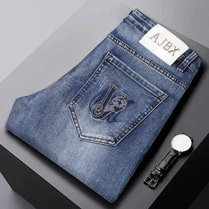 European Luxury Brand High-end Trendy Jeans Men's Slim Fit Fashion Versatile Casual Long Pants  Men Denim Y2k Clothes Men
