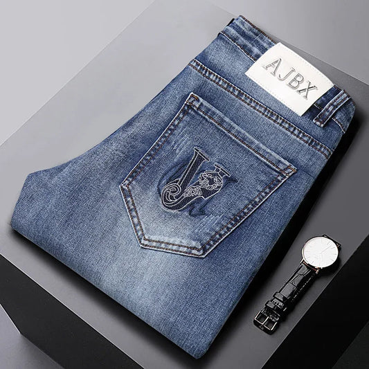European Luxury Brand High-end Trendy Jeans Men's Slim Fit Fashion Versatile Casual Long Pants  Men Denim Y2k Clothes Men