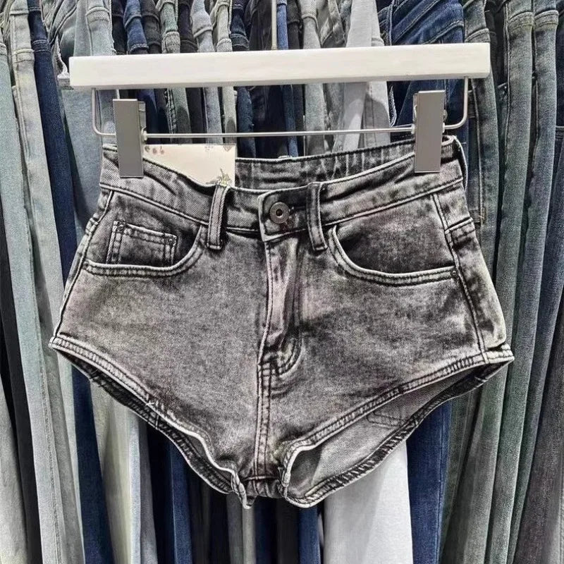 Skinny Denim Shorts, Hot Girl Y2k Ultra-short Washed Cuffed Jeans, Summer Clothes for Woman