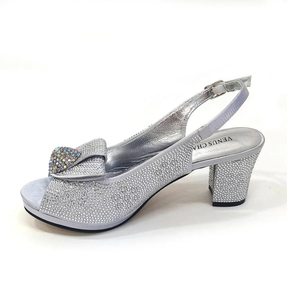 2024 Italian Design Girly Style Golden Color Wedding Shoes And Bag Full Diamond Decoration Metal Closure Bags