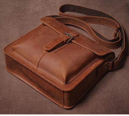 Luxury Brand Genuine Leather Shoulder Bag Men Crazy Horse Cowhide Messenger Bag Women Retro Crossbody Bag Trend Satchel Bag