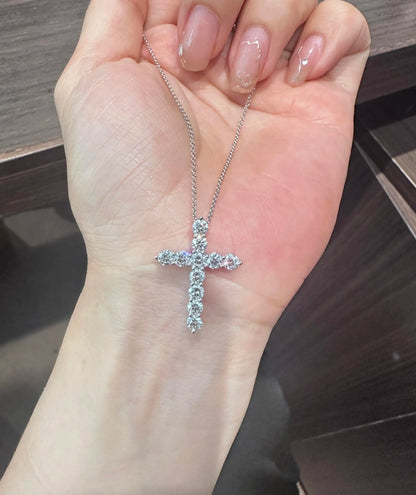 GRA Certified 3.5MM Moissanite Cross Pendant Necklaces for Women S925 Sterling Silver Clavicle Chains Fine Jewelry Gift