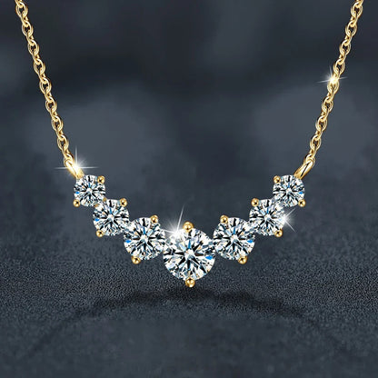 U-Smile Moissanite Necklace D VVS1 for Women D Color Sparkling Lab Diamon Luxury Necklaces 925 Sterling Silver with Certified