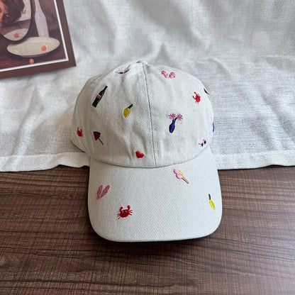 Cute Cartoon Embroidery Baseball Cap Personality Graffiti Baseball Cap Men and Women Outdoor Sports Leisure Sunshade Cap