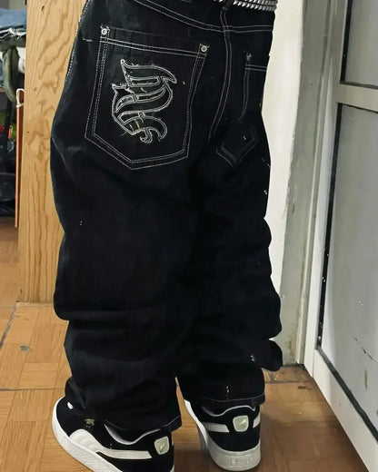 Southpole Baggy Jeans Mens Hip-Hop Multiple Pockets Overalls Retro Embroidery Harajuku Street Wear Oversized Printed Denim Pants