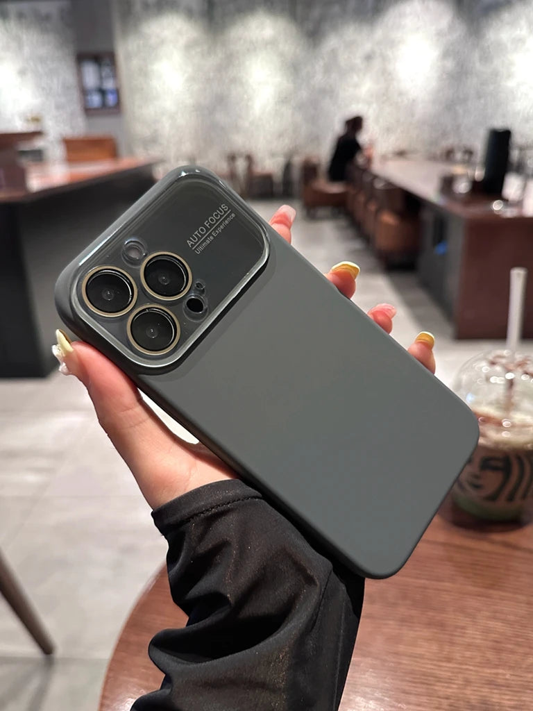 For iPhone 17 Pro Max Case Pink Large Window Liquid Silicone Solid Color Full Lens Shockproof with iPhone 16 15 14 13 12 11