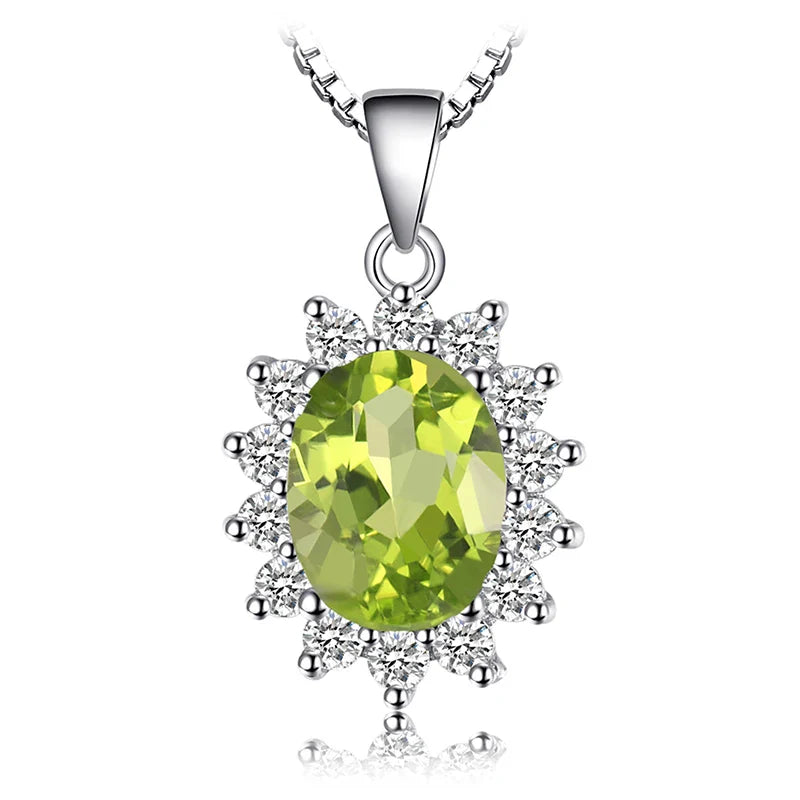 Princess Diana Created Blue Sapphire Ruby Simulated Emerald 925 Sterling Silver Pendant Necklace Women No Chain