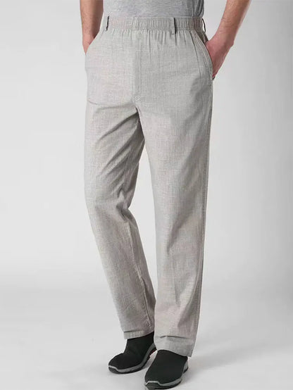 Summer Linen Men Casual Pants Work Wear Office Thin Golf Straight Long Formal Suit Trousers Plus Size 5xl 2024 New